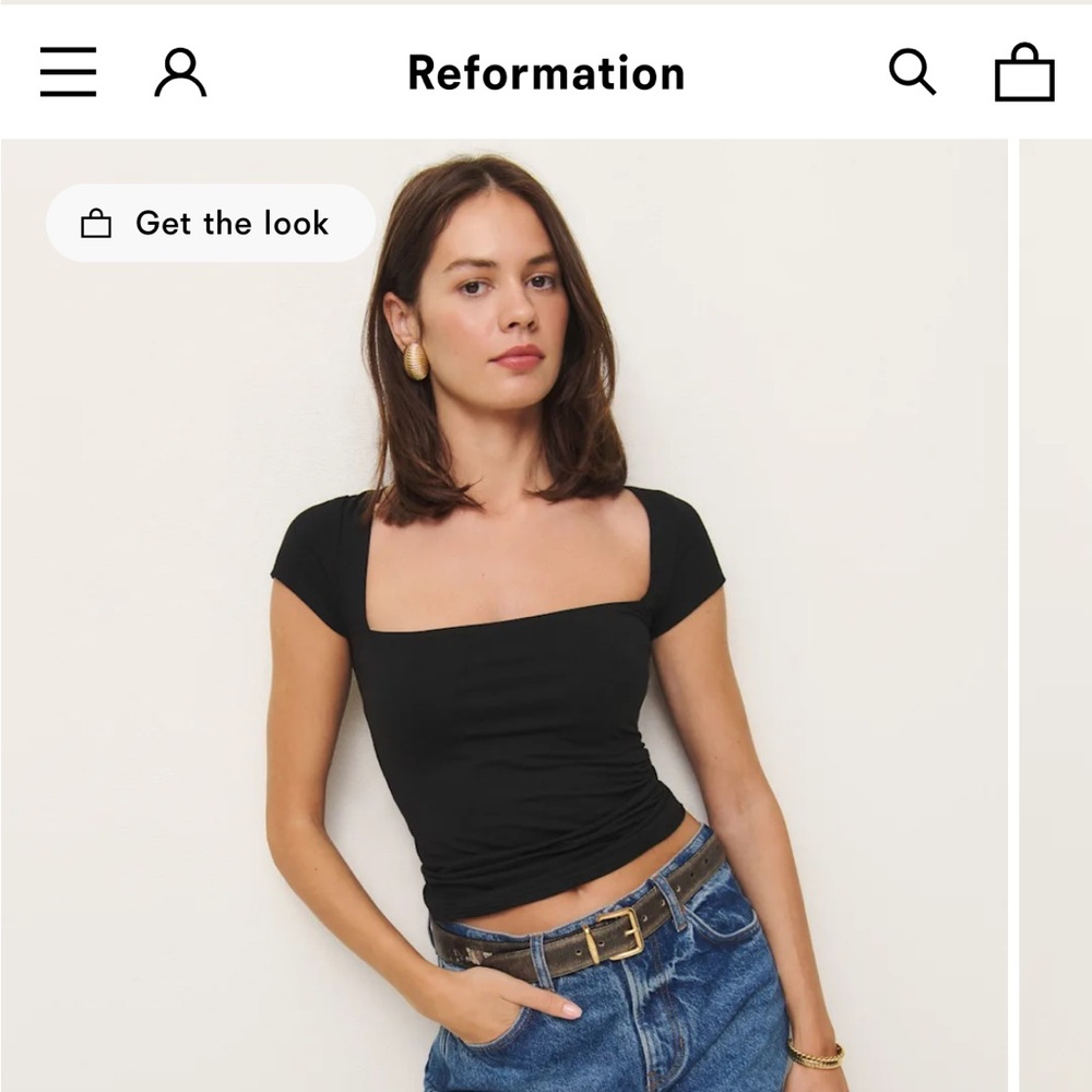 Reformation Black Square Neck Top